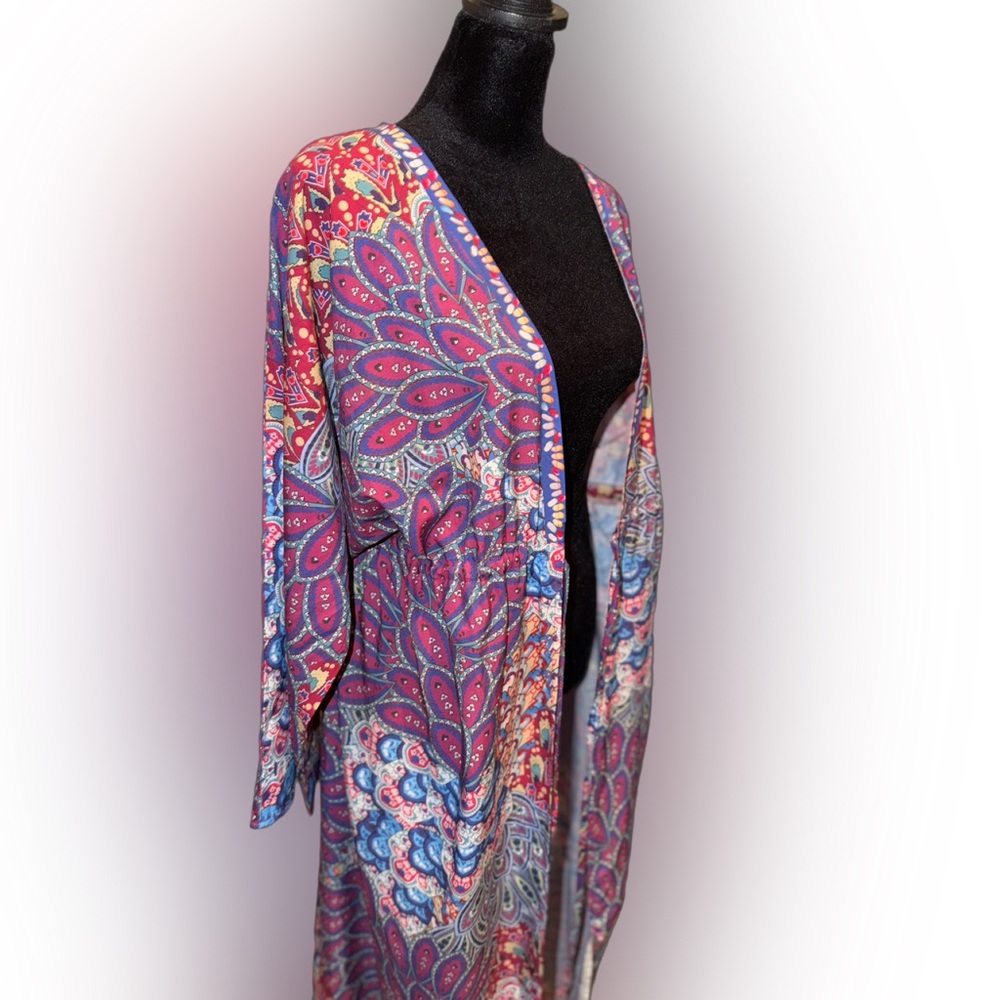 Like New Womens Colorful Bohemian Long Kimono / Cinches around waist, OS/LG - Picture 7 of 8